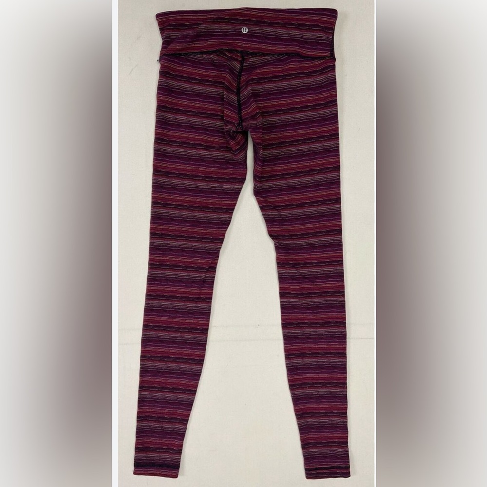 Lululemon size 6 space dye cyber stripe Pink Purple and black leggings - Picture 2 of 6